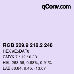 Color code: RGB 229.9 218.2 248 | qconv.com