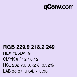 Color code: RGB 229.9 218.2 249 | qconv.com