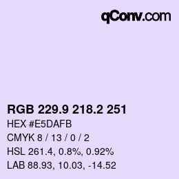 Color code: RGB 229.9 218.2 251 | qconv.com
