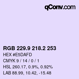 Color code: RGB 229.9 218.2 253 | qconv.com
