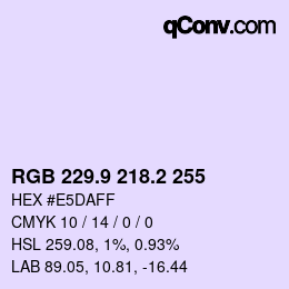Color code: RGB 229.9 218.2 255 | qconv.com