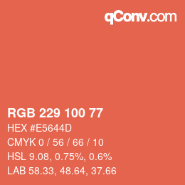 カラーコード: RGB 229 100 77 | qconv.com