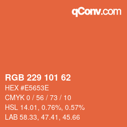 Color code: RGB 229 101 62 | qconv.com