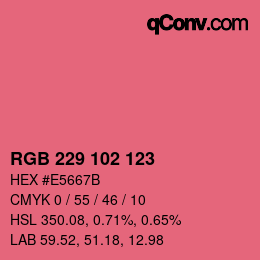 Color code: RGB 229 102 123 | qconv.com