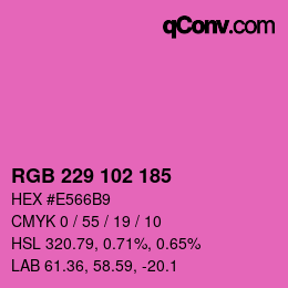 颜色代码: RGB 229 102 185 | qconv.com