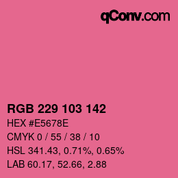 Color code: RGB 229 103 142 | qconv.com