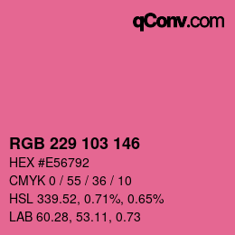 Color code: RGB 229 103 146 | qconv.com