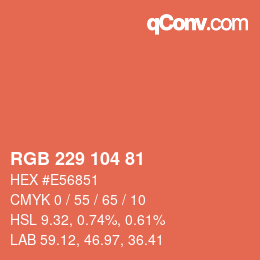 Color code: RGB 229 104 81 | qconv.com
