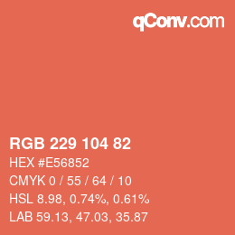 Color code: RGB 229 104 82 | qconv.com