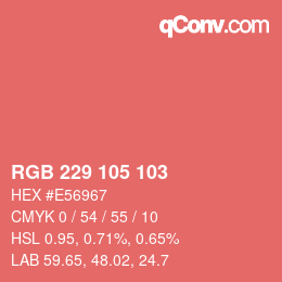 Color code: RGB 229 105 103 | qconv.com