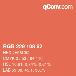 颜色代码: RGB 229 108 82 | qconv.com