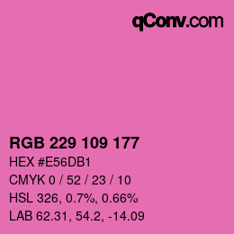 Color code: RGB 229 109 177 | qconv.com