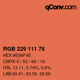 Farbcode: RGB 229 111 78 | qconv.com