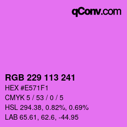 Color code: RGB 229 113 241 | qconv.com