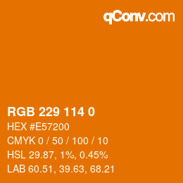 颜色代码: RGB 229 114 0 | qconv.com