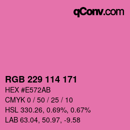 カラーコード: RGB 229 114 171 | qconv.com