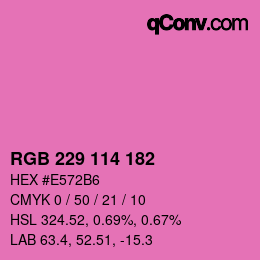 カラーコード: RGB 229 114 182 | qconv.com