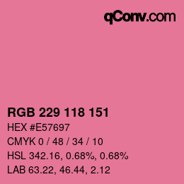 Color code: RGB 229 118 151 | qconv.com