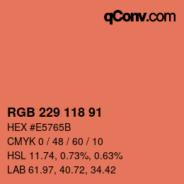 カラーコード: RGB 229 118 91 | qconv.com