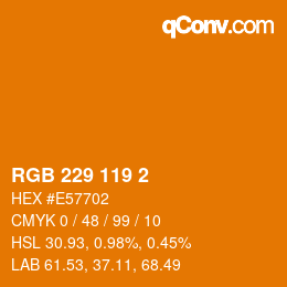 Color code: RGB 229 119 2 | qconv.com