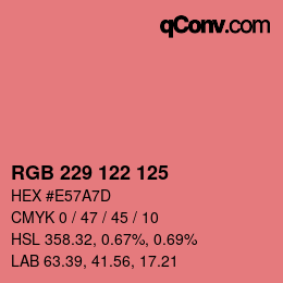 颜色代码: RGB 229 122 125 | qconv.com