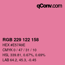 Color code: RGB 229 122 158 | qconv.com