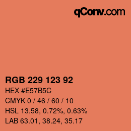 Color code: RGB 229 123 92 | qconv.com
