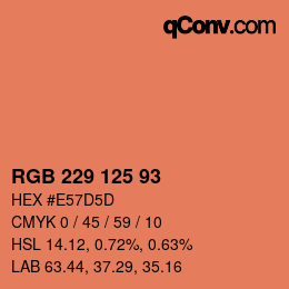 Color code: RGB 229 125 93 | qconv.com