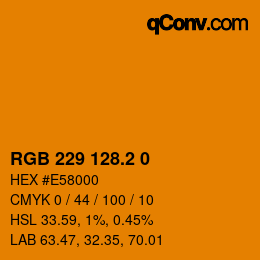 カラーコード: RGB 229 128.2 0 | qconv.com