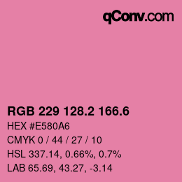 カラーコード: RGB 229 128.2 166.6 | qconv.com