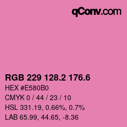 カラーコード: RGB 229 128.2 176.6 | qconv.com