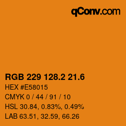 カラーコード: RGB 229 128.2 21.6 | qconv.com