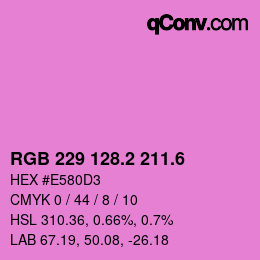 カラーコード: RGB 229 128.2 211.6 | qconv.com