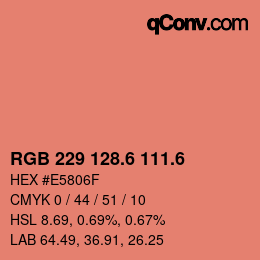 カラーコード: RGB 229 128.6 111.6 | qconv.com