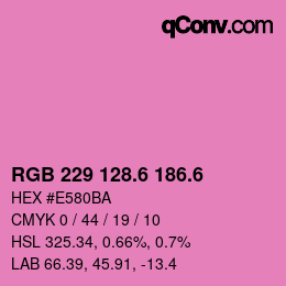 カラーコード: RGB 229 128.6 186.6 | qconv.com