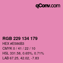 Color code: RGB 229 134 179 | qconv.com
