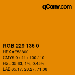 Color code: RGB 229 136 0 | qconv.com