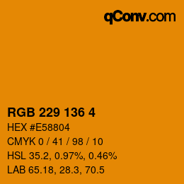 Color code: RGB 229 136 4 | qconv.com