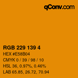 カラーコード: RGB 229 139 4 | qconv.com
