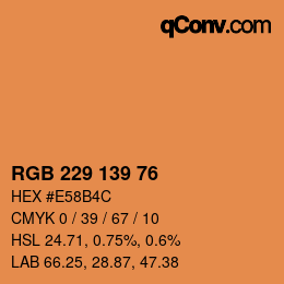 Color code: RGB 229 139 76 | qconv.com