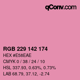 Color code: RGB 229 142 174 | qconv.com