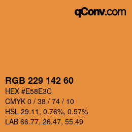 Color code: RGB 229 142 60 | qconv.com