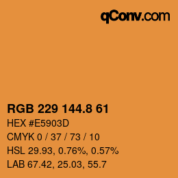 Color code: RGB 229 144.8 61 | qconv.com