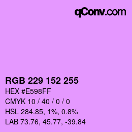 Color code: RGB 229 152 255 | qconv.com