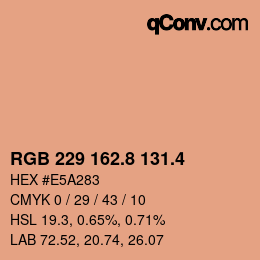 カラーコード: RGB 229 162.8 131.4 | qconv.com