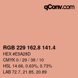 カラーコード: RGB 229 162.8 141.4 | qconv.com