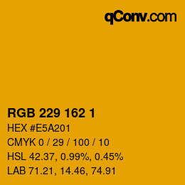 カラーコード: RGB 229 162 1 | qconv.com