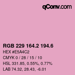 カラーコード: RGB 229 164.2 194.6 | qconv.com