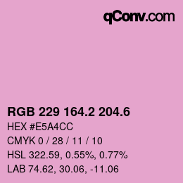 カラーコード: RGB 229 164.2 204.6 | qconv.com