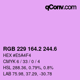 カラーコード: RGB 229 164.2 244.6 | qconv.com